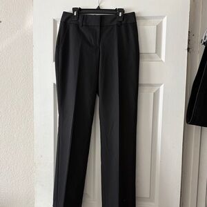 Ann Taylor Black Pinstripe Straight-Leg Trousers